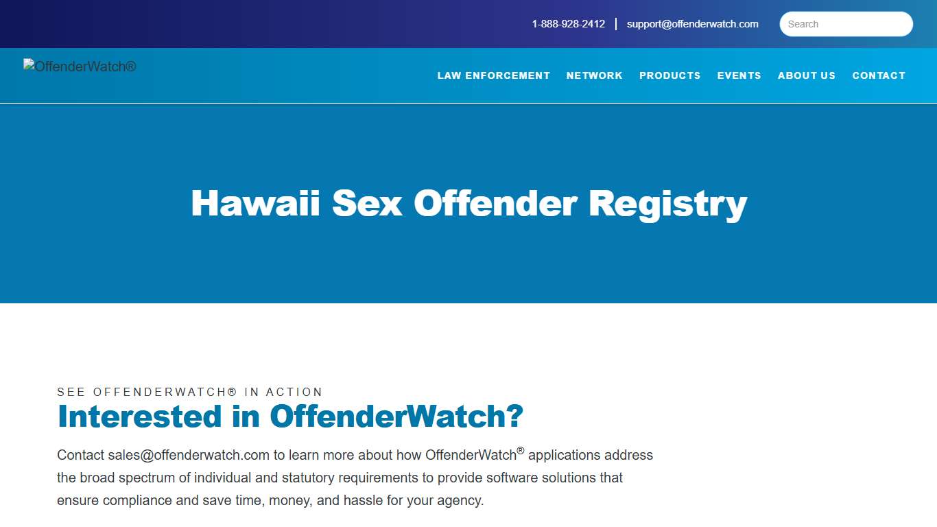 Hawaii Sex Offender Registry OffenderWatch Network